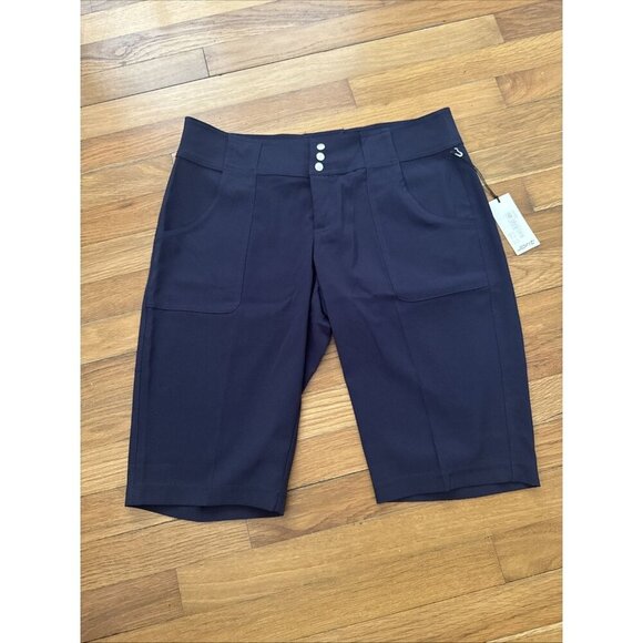 Jofit Pants - JOFIT Women's Belted Bermuda Golf Shorts UPF 50 + Blue Size 4